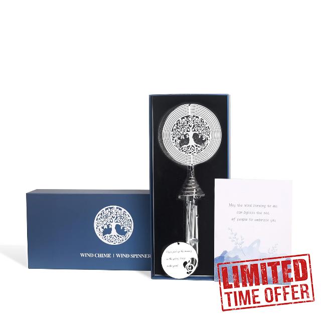 PBQWXES Memorial Wind Chimes with Tree of Life 3D Wind Spinner for Sympathy - Condolence Gift for Loss of Loved One