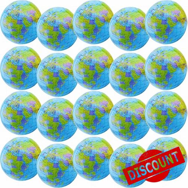 Restroma 20 Pack 16 Inches Inflatable World Globe Blow up Globe Inflatable Earth Beach Ball Globe for Summer Beach Party Favors