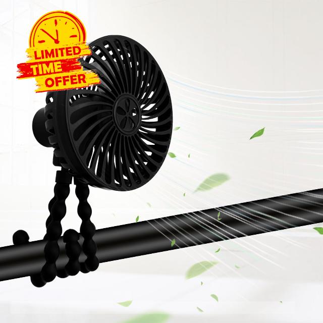 Mini Portable Stroller Fan Battery Operated Fan Flexible Tripod USB Travel Fan