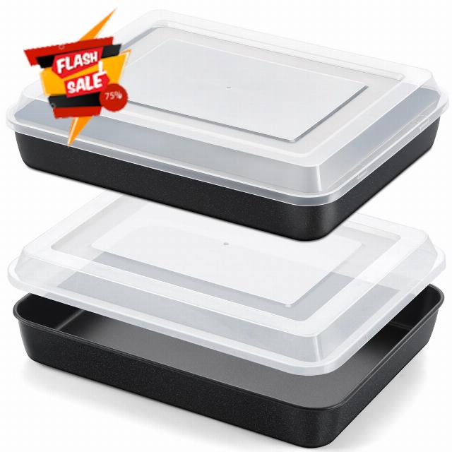 P&P CHEF Nonstick Baking Pans with Lids (12.3"