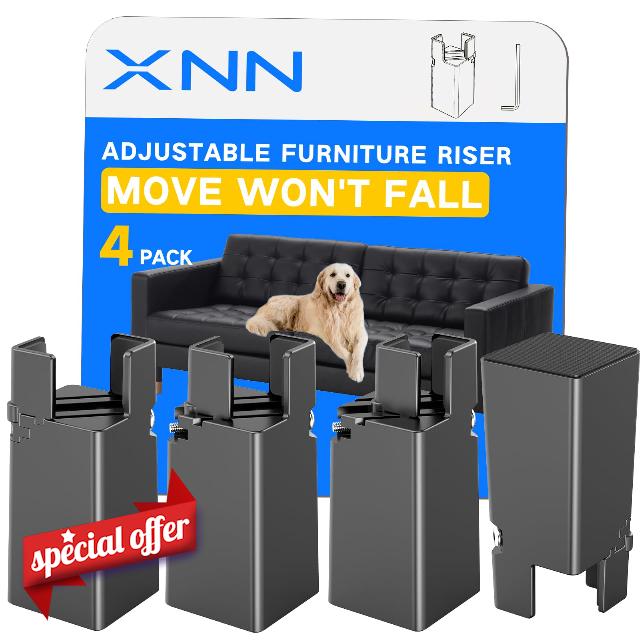 XNN Furniture Risers Adjustable Bed Risers 4 Inch with Screw Clamps