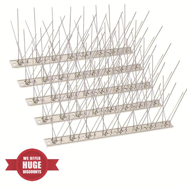 SEEKSEE 20 Pack Bird Spikes –13 inch Pigeon Spikes Anti-bird Nails Bird Repellent Metal Bird Deterant Spinners of Stainless Steel Bird Spikes for Pigeon and Other Small Birds (21.6 Feet)