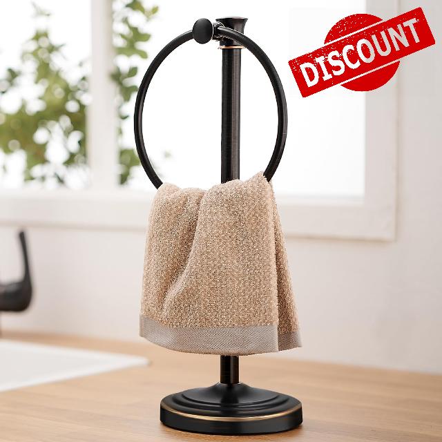 Hoimpro Bronze Bathroom Standing Towel Ring Holder for Bathroom Vanities and Kitchen Countertops
