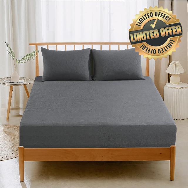 HOMBYS Muslin Queen Fitted Sheet Only