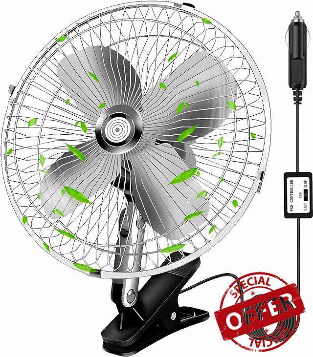 Odorless 10'' Cigarette Lighter Fan for Truck