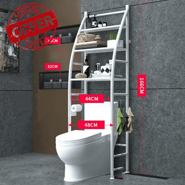 Generalia Bathroom Space Saver Over The Toilet Tier Storage Three Shelf Metal Organizer Rack - White