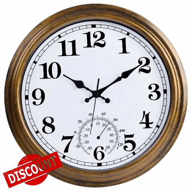 QWARVEL 16 Inch Large Outdoor Wall Clock