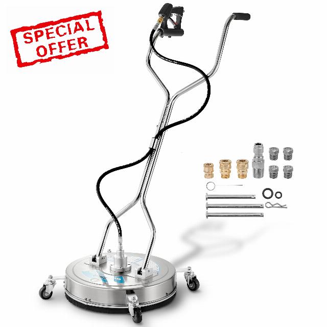 Tool Daily 20" Pressure Washer Surface Cleaner Attachment with Dual Handles