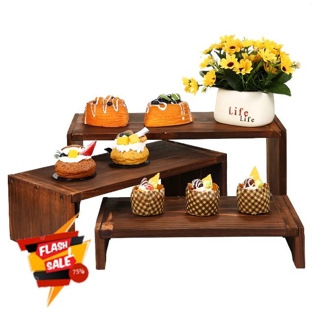 3 Tier Cupcake Stand & Wood Display Risers