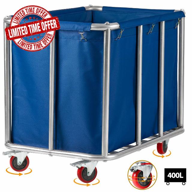 Kenpiko Commercial Laundry Cart with Wheels Heavy Duty Rolling Laundry Cart Large Laundry Baskets on Wheels with Stainless Steel Frame