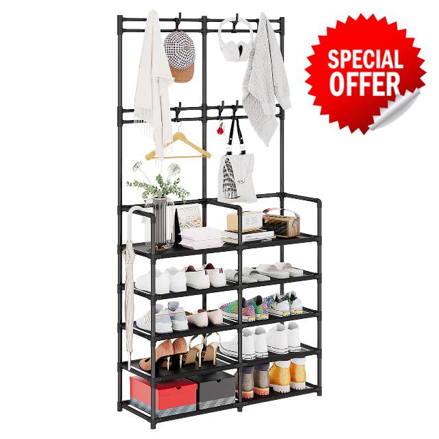 UDEAR 5-Tier Coat and Shoe Rack