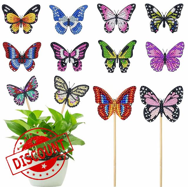 12 Pcs Butterfly Diamond Art Stakes