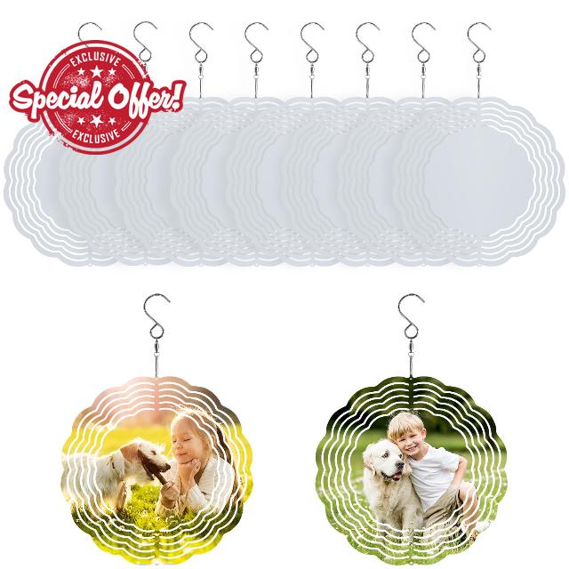 10 Pack Sublimation Wind Spinner Blanks 8 Inch