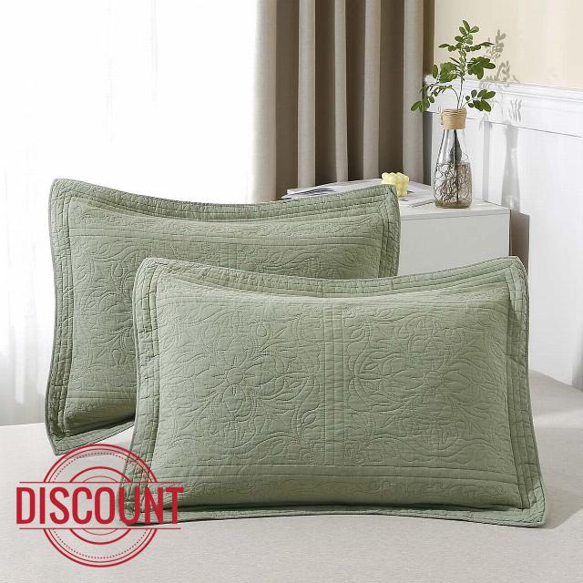 ANGIYUIN Sage Green Farmhouse Pillow Shams Standard Size