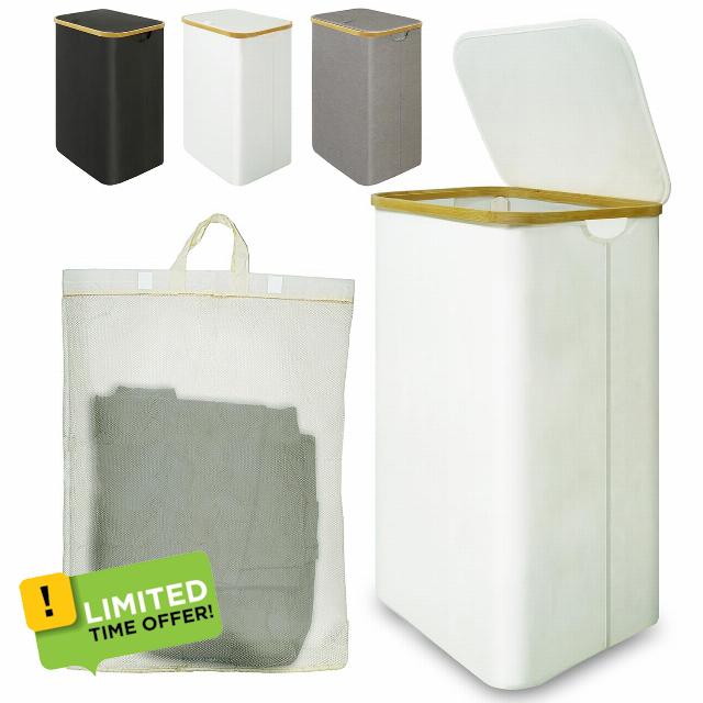 24HOCL Bamboo Laundry Hamper with Lid
