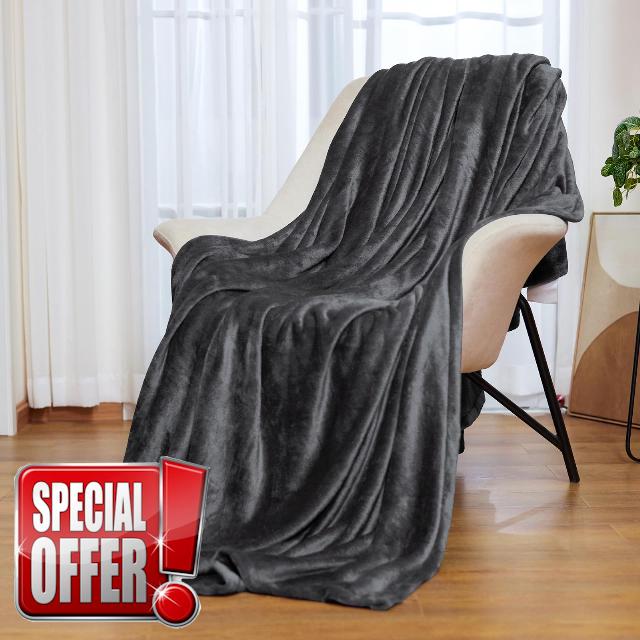 HYLEORY Fleece Blanket Dark Grey Throw Blanket for Couch