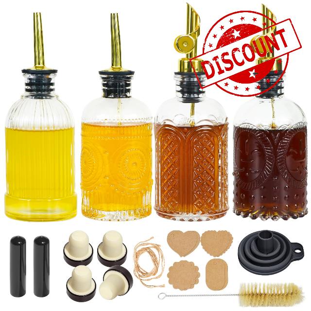 Coffee Syrup Dispenser Bottles Set 4 Pcs