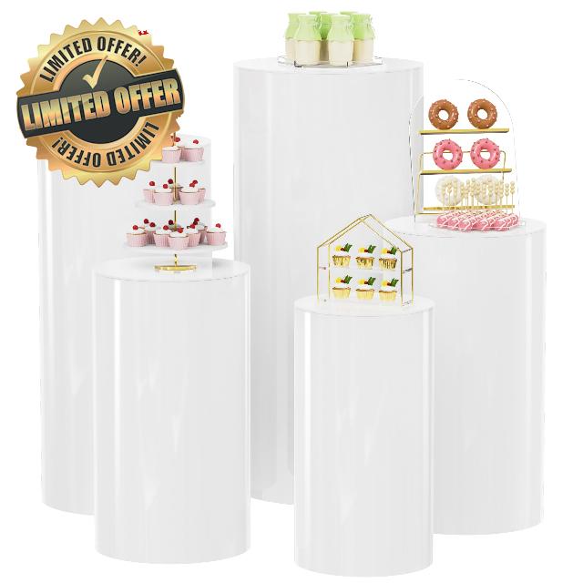 Wokceer 5Pcs Cylinder Pedestal Stands for Party Large Cylinder Tables for Parties Pedestal Display Plinth Pillars Dessert Table for Wedding Ceremony Birthday Party Art Decor