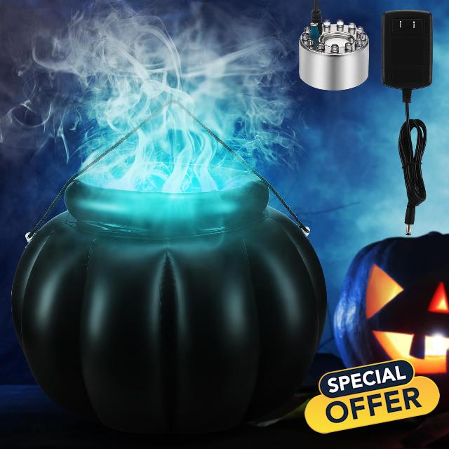 Jenaai Large Inflatable Halloween Cauldron Drink Cooler 22 Inch Halloween Party Beverage Holder Mini Mist Maker
