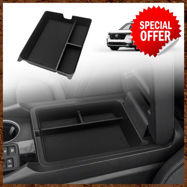 Muslogy for Pilot 2023 Center Console Organizer Armrest Storage Box Divider Insert Tray Interior Accessories Glove Pallet Compatible with Honda Pilot 2023 Sport EX-L TrailSport Touring Elite (Black)