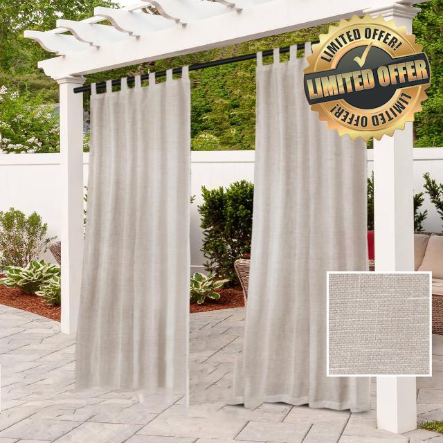 scosao Linen Outdoor Curtains for Patio