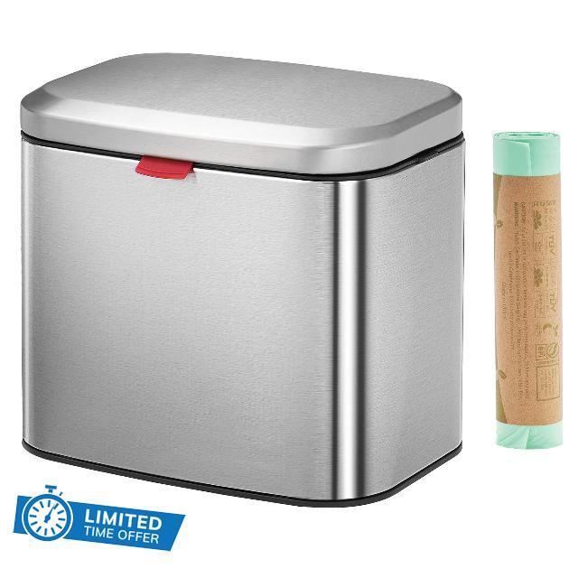 Nunsino Hanging Kitchen Compost Bin 4 Liter / 1.05 Gallon Includes 30 Compostable Bags