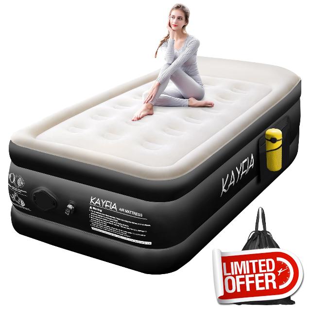 Kayfia Air Mattress with Rechargable Portable Pump (Twin)