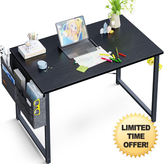 ODK 32 inch Small Computer Desk Study Table for Small Spaces Home Office Student Laptop PC Writing Desks with Storage Bag Headphone Hook