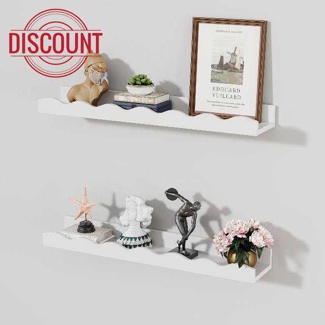 Floating Nursery Book Shelves Set of 2 Modern Wood Storage Shelves for Wall Decor