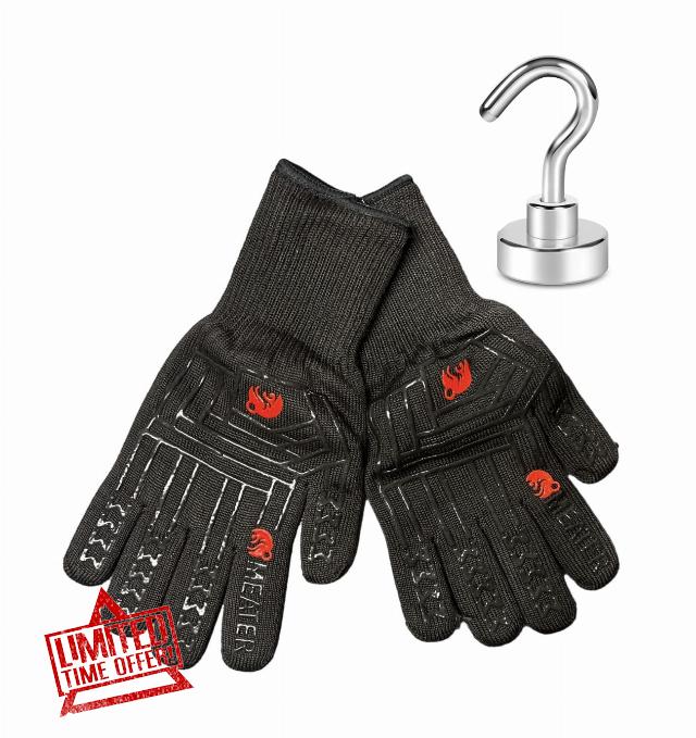 MEATER Mitts Bundle with Magnetic Hook - Heat Resistant Premium Gloves for The BBQ