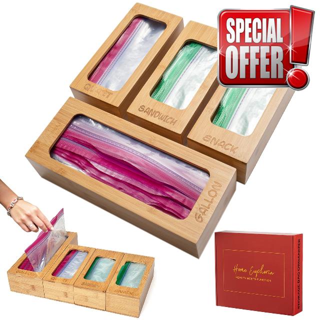 Home Euphoria Bamboo Bag Organizer for Drawer - Plastic Bag Organizer for Drawer