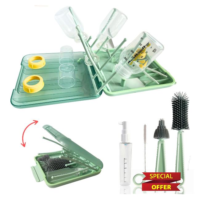 6 in 1 Baby Bottle Cleaning Brush Set : Silicone Bottle Brush