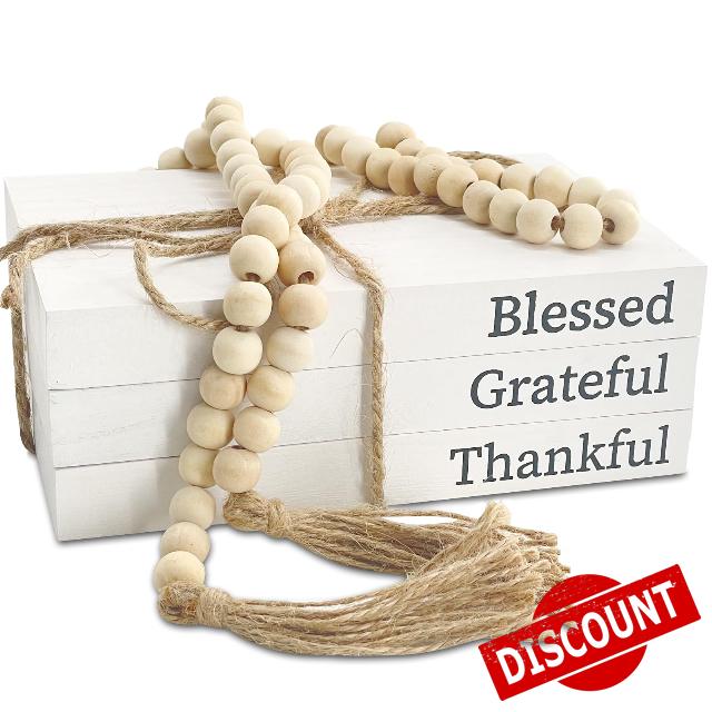 Decorative Books for Home Decor Faux Books for Decoration Rustic Farmhouse Decor Farmhouse Shelf Decor Decor Books for Coffee Table Fake Books with Wooden Bead String Tassel 58 in