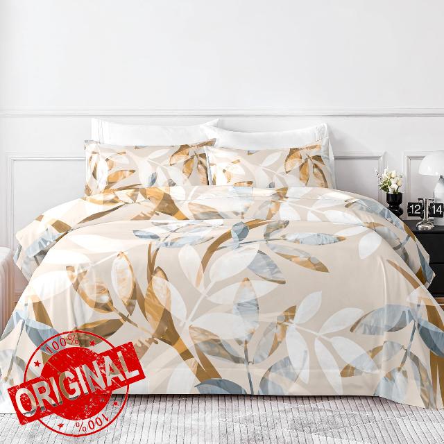 HCORA King Size Sheets - Plant Print - Luxury 90GSM Brushed Microfiber Bed Sheets - Breathable Cooling Sheets for King Size Bed - 16" Deep Pocket