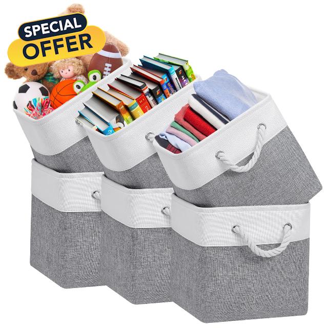outdoorm Collapsible Cube Storage Bins 6-Pack - 11x11 Inch | Multipurpose Fabric Organizers for Home