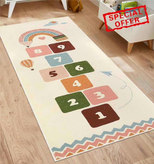 STARUIA Colorful Hopscotch Kids Rug for Playroom