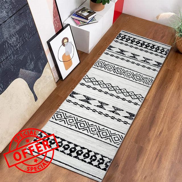 IMINROME 2x8 Long Hallway Runner Rug Waterproof Boho Kitchen Rug Runner Moroccan Area Rug Mat Geometric Washable Runner Rug Mat for Living Room Entryway Hallway Laundry