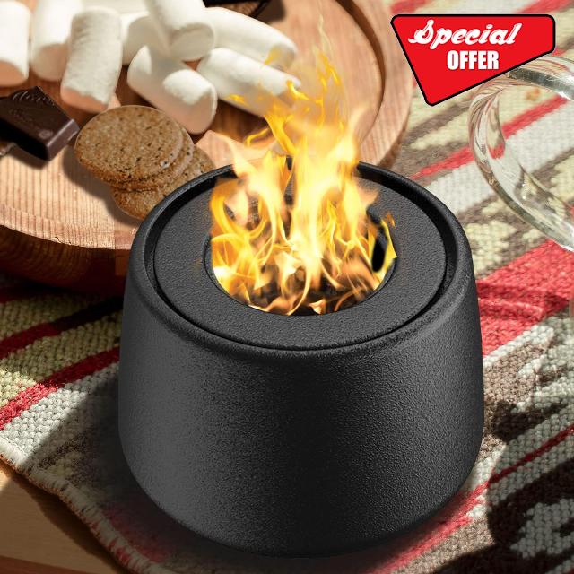 Tabletop Fire Pit Bowl Mini Table Top Rubbing Alcohol Personal Smores Fireplace Long Burning Smokeless Flame Portable Upgraded Original Ceramic Firepit