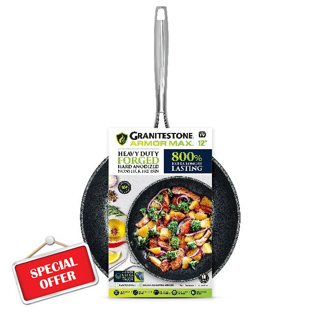 Granitestone Non Stick Frying Pan 12 Inch 4-Layer Nonstick Frying Pan for Cooking Hard Anodized Induction Frying Pan Nonstick Pan