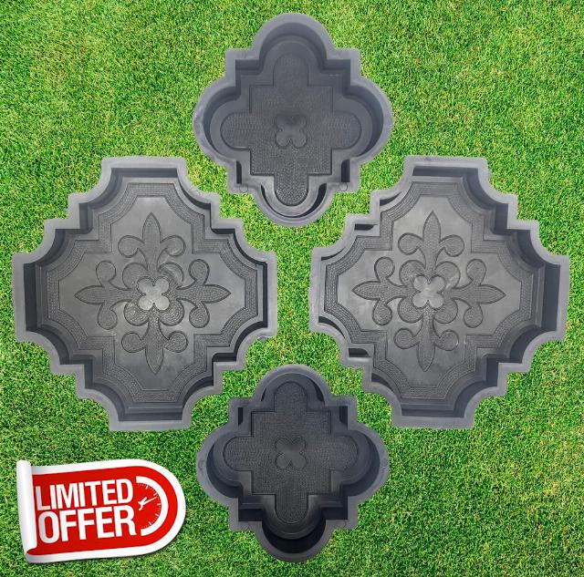 4 pcs Beautiful Plastic Form Big Pathmaker Concrete Molds Cement Molds for Concrete Mold - Plastic Brick Mold Concrete Molds Forms Stone Paver Mold - Cement Stepping Stone Mold Concrete Form