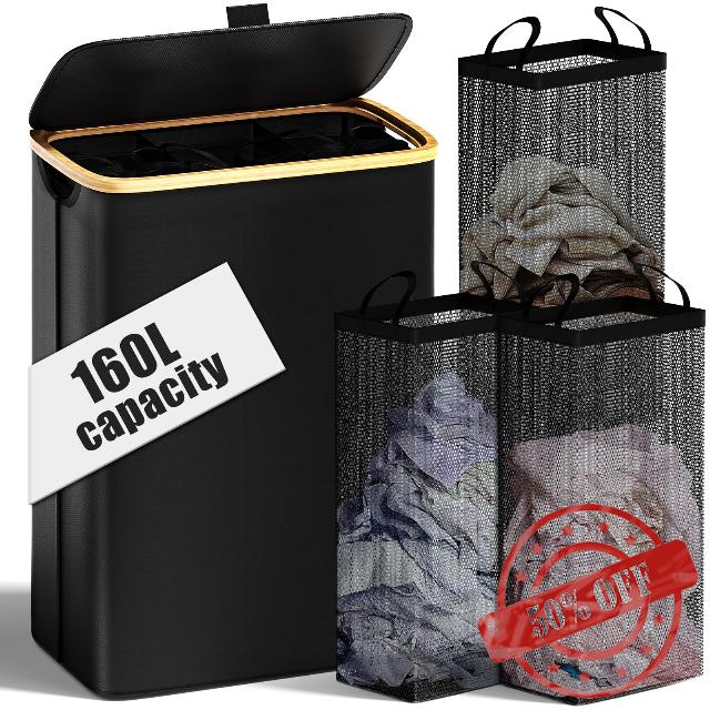 KIEUIENK Laundry Hamper with Lid and Wheels