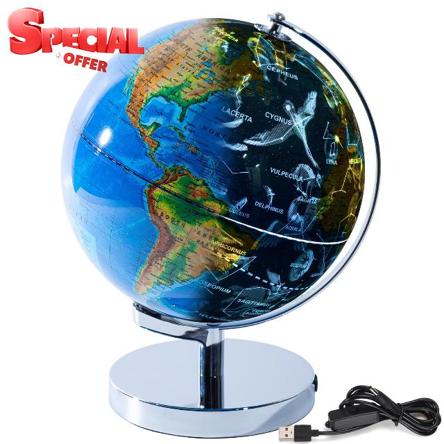 Illuminated Globe of The World with Stand