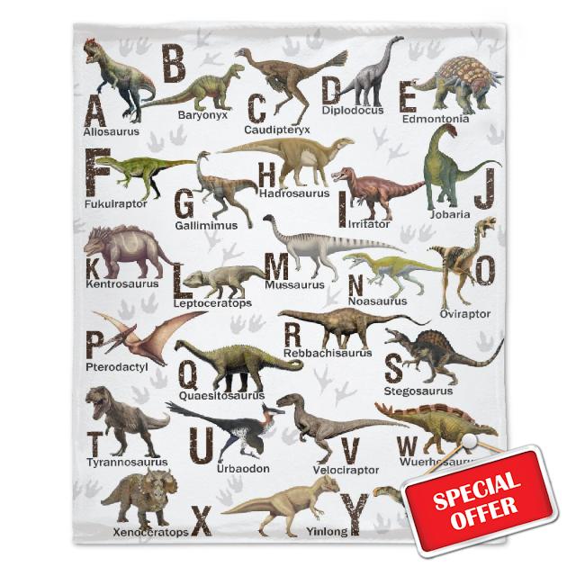 Dinosaur Alphabet Blanket Gifts Ultra Soft Cozy Throw Flannel Blanket