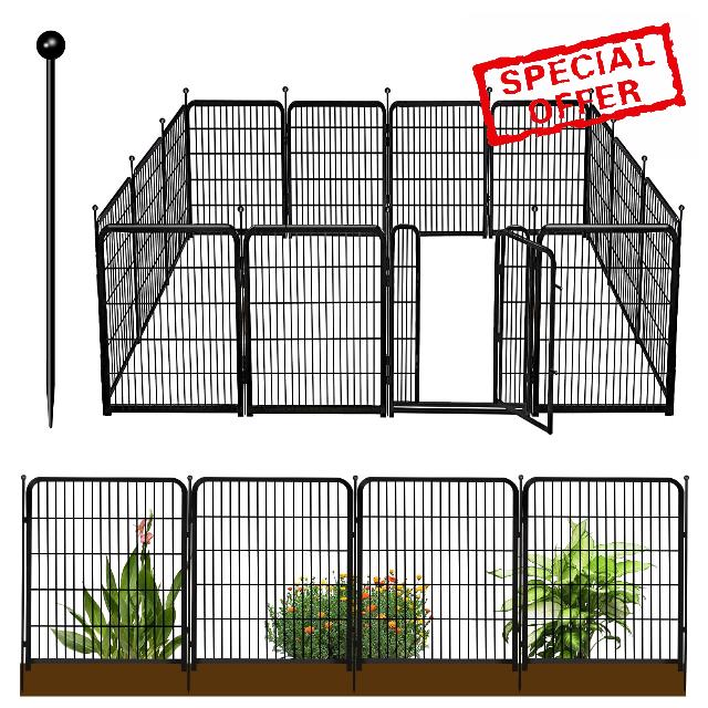 Decorative Garden Fence with gate (36in(H)×32ft(L) 14panels)