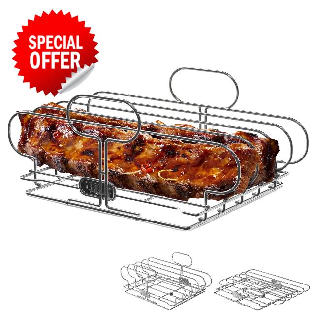 Yukon Glory Rib Racks for Grilling and Smoking | Rib Grilling Rack | Rib Holder for Smoker | BBQ Rib Rack | Grill Rack for Outdoor Grill | Grilling Accessories | BBQ Accessories