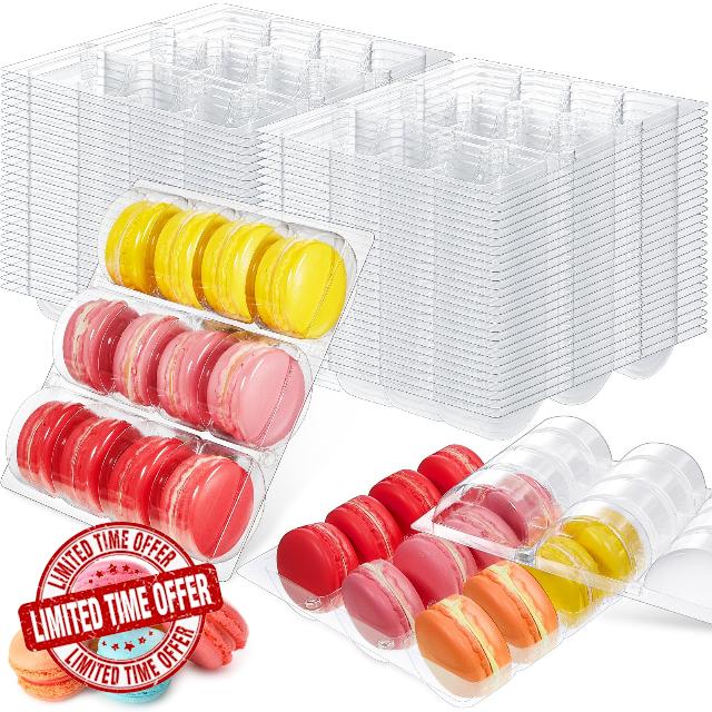Sherr Clear Plastic Macaron Boxes Clear Macaron Containers Macaroon Storage Containers Macaroon Boxes Packaging Display Trays for Cookie
