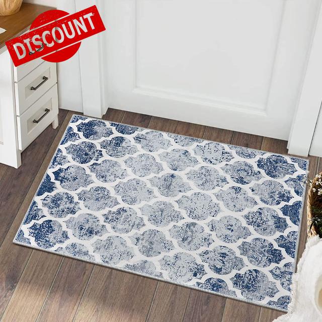 Lahome Moroccan Trellis Small Area Rug- 2x3 Entryway Rug Ultra-Thin Soft Kitchen Rug Non Slip Indoor Door Mat Modern Geometric Throw Carpet Washable Rugs for Entryway Bathroom Bedroom(2x3ft