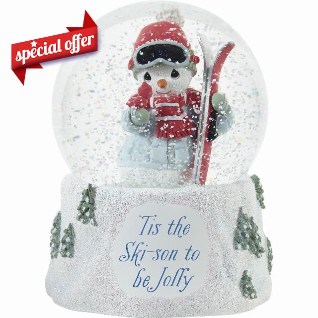 Precious Moments 231103 ‘Tis The Ski-Son to Be Jolly Annual Snowman Resin/Glass Musical Snow Globe