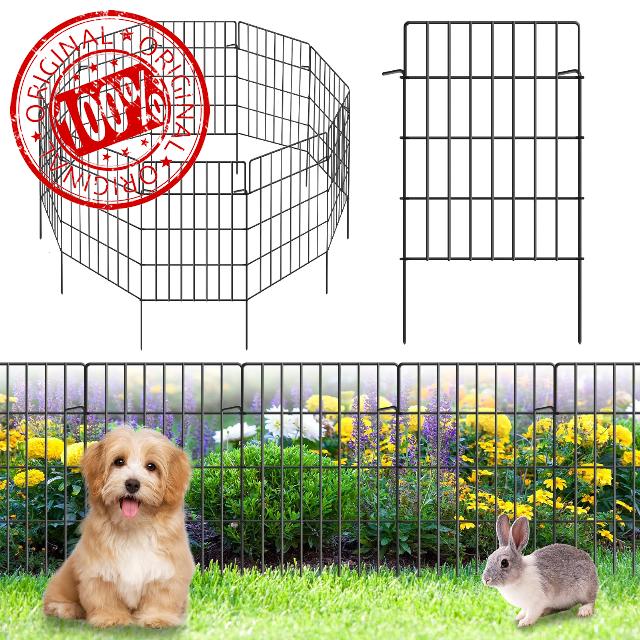 25 Pack Decorative Garden Fence Metal Wire Rustproof Animal Barrier No Dig Fence Easy Assembly Patio Yard Seedlings Protection Fencing Border Black