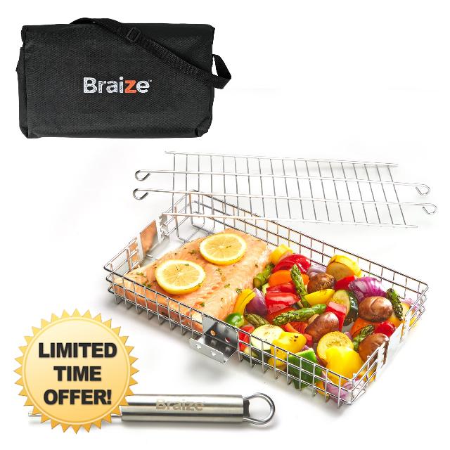 Adjustable Grill Basket with Removable Handle